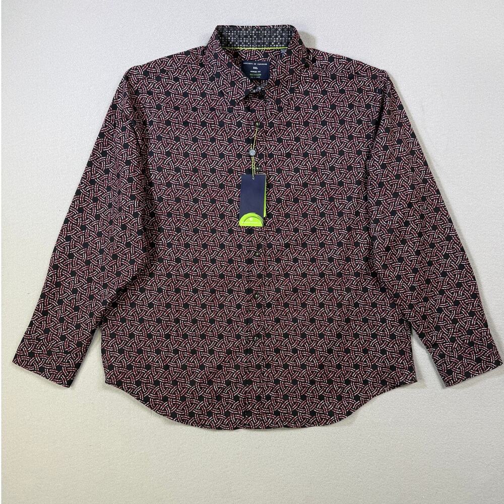 Society of Threads Men's Regular-Fit Non-Iron Dress Shirt black/red XXL $80
